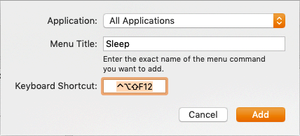mac shortcut for sleep